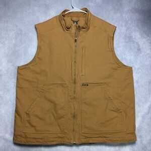 Brahma Mens Canvas‎ Vest size 2XL Brown Quilted Interior Zip Up Front Pockets